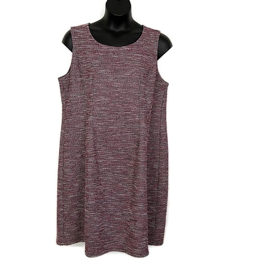 LOFT Plus Shift Dress Womens 20 Burgundy Textured Tweed Sleeveless Back Zip